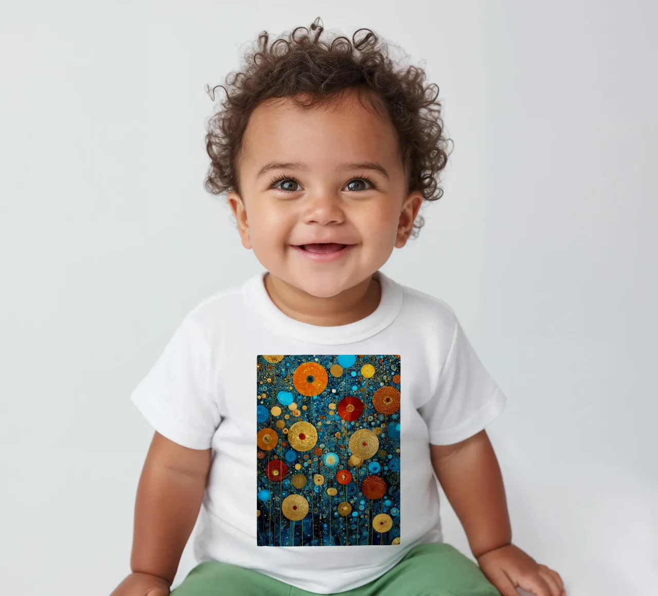 Flowers Garden Abstract C, style Gustav Klimt baby t-shirt by Mateo