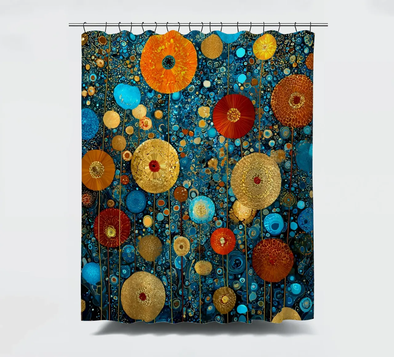 Flowers Garden Abstract C, style Gustav Klimt shower curtain by Mateo