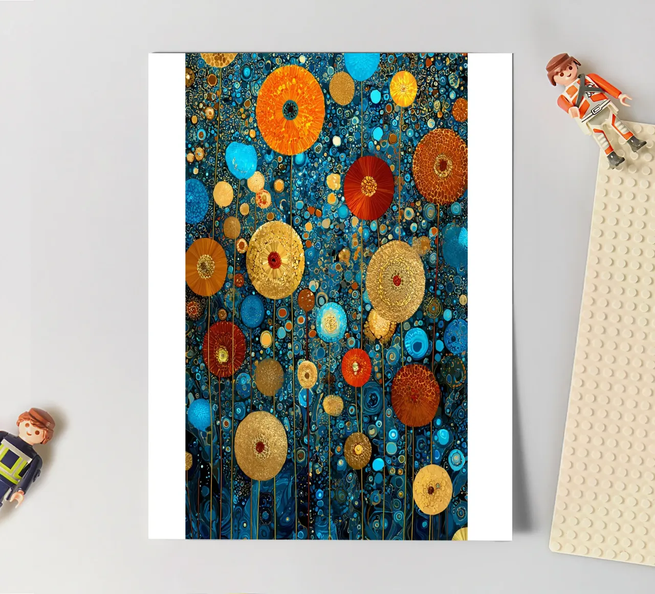 Flowers Garden Abstract C, style Gustav Klimt sticker sheet by Mateo