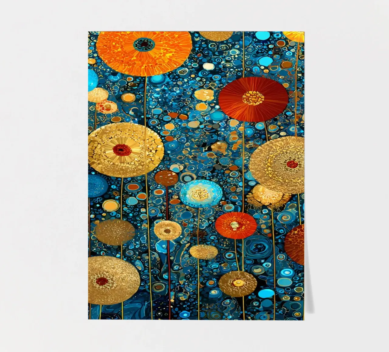 Flowers Garden Abstract C, style Gustav Klimt sticker sheet by Mateo