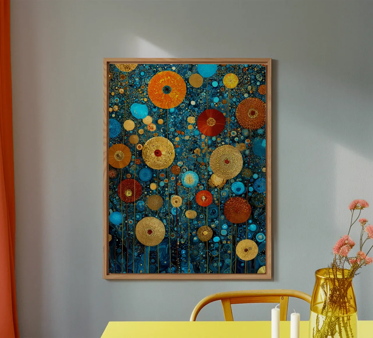 Flowers Garden Abstract C, style Gustav Klimt forex plate by Mateo