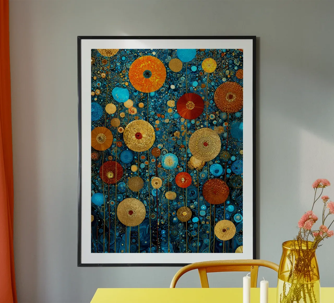 Flowers Garden Abstract C, style Gustav Klimt carta hahnemühle da Mateo