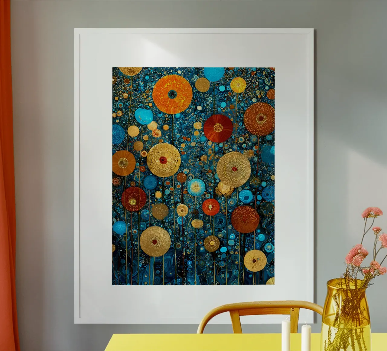 Flowers Garden Abstract C, style Gustav Klimt carta hahnemühle da Mateo