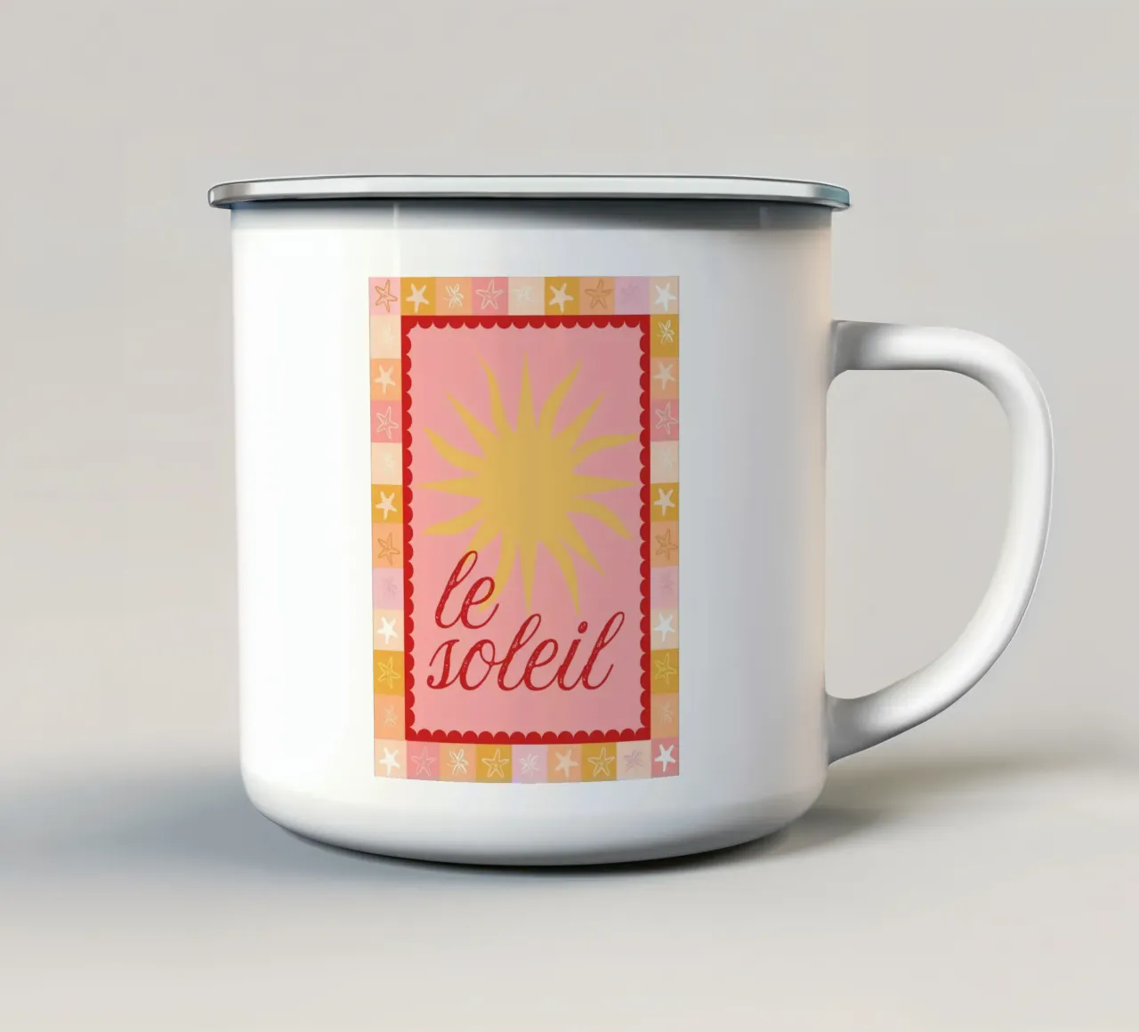 Poster Le Soleil tazza in smalto da Bella Studio
