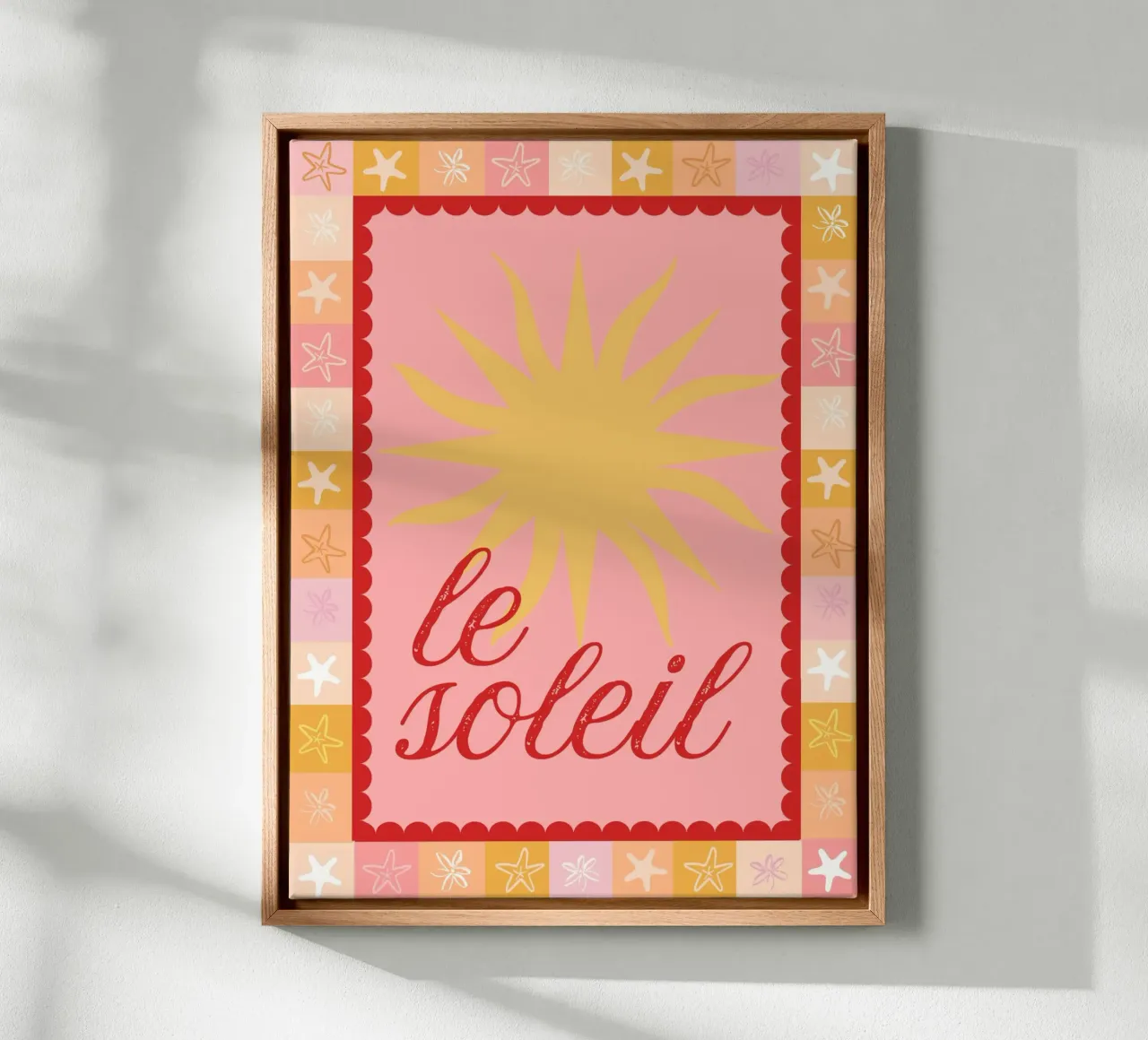 Poster Le Soleil tela con Cornice a cassetta da Bella Studio
