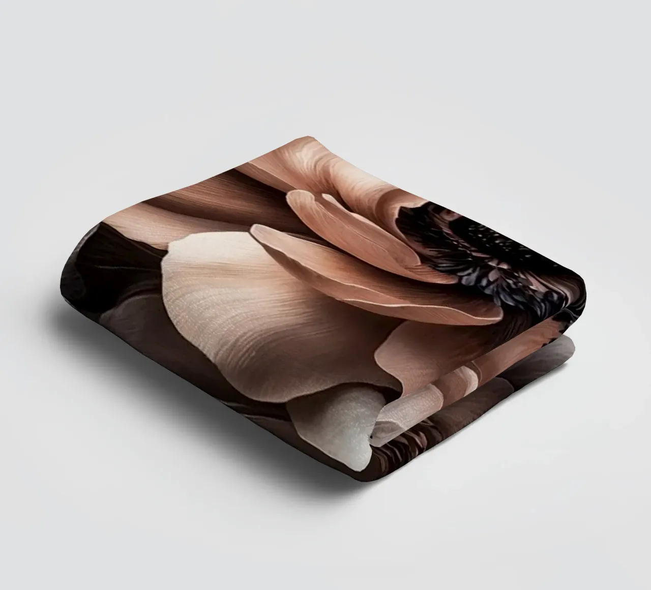 Noir Petal Fantasy Mocha Mousse Peach Brown towel by Andrea Haase Floral Passion