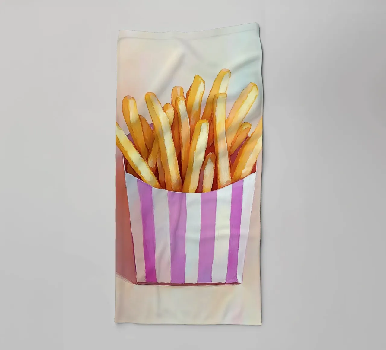 Golden fries, retro stripe box towel by Carinaprint