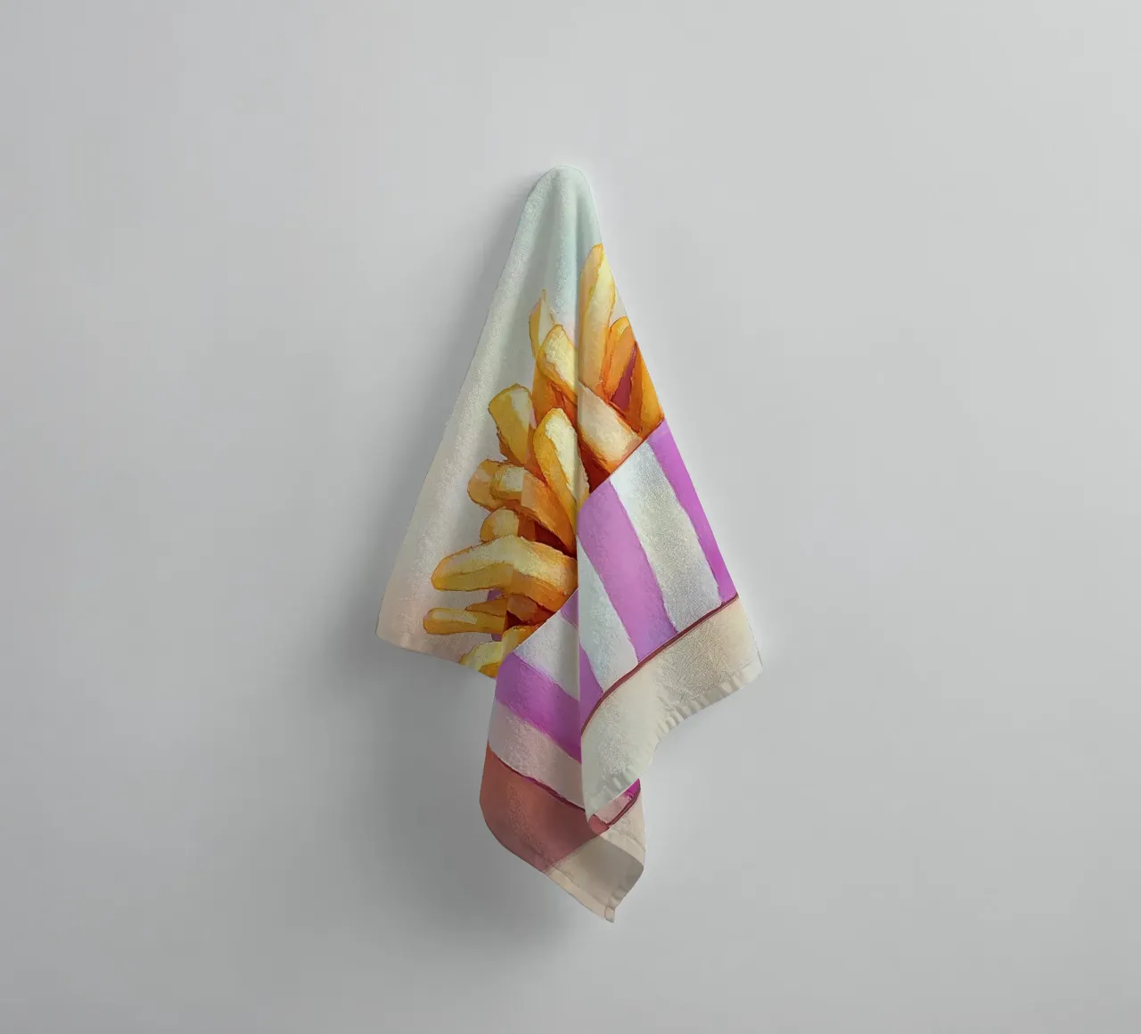 Golden fries, retro stripe box towel by Carinaprint