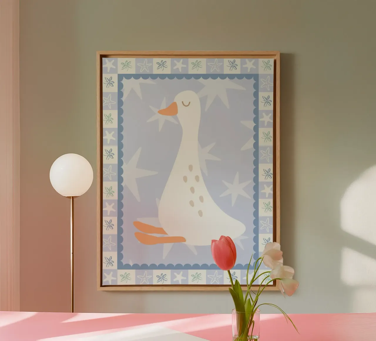 Gans Print, Kinderen Dierlijke Muur Kunst, Leuke Speelkamer Decor canvas met Baklijst van SunshinePrints