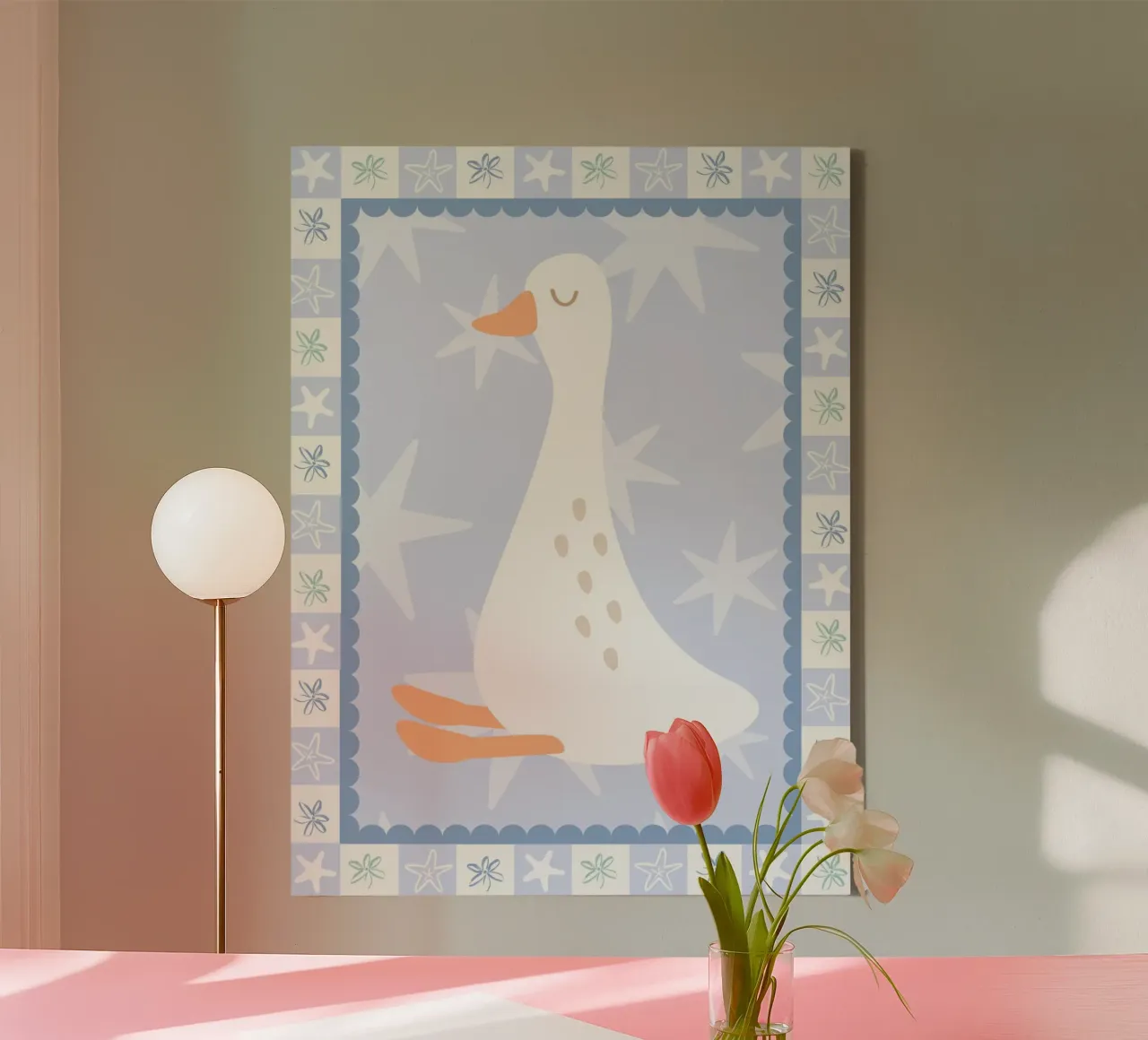Gans Print, Kinderen Dierlijke Muur Kunst, Leuke Speelkamer Decor canvas met Baklijst van SunshinePrints