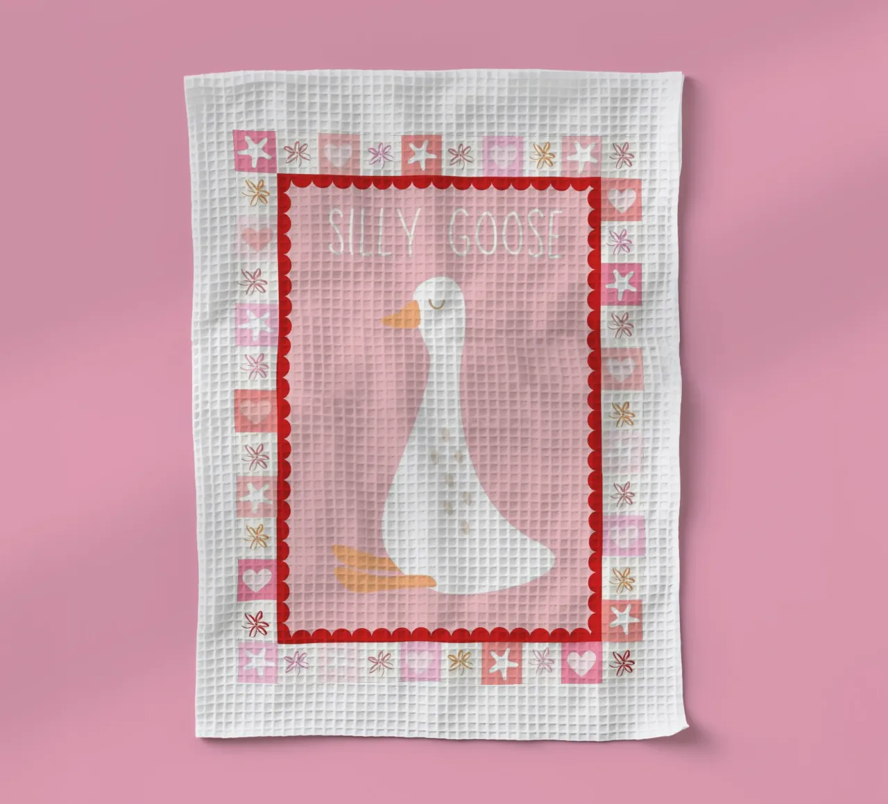 Silly Goose Kids Print, Playroom Decor, Kids Room Poster tea towel by SunshinePrints