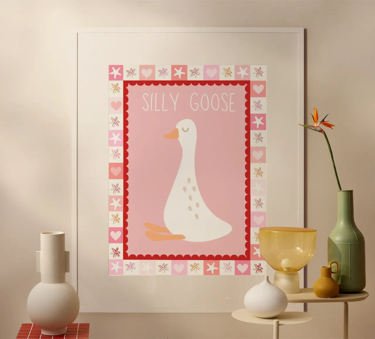 Silly Goose Kids Print, décoration de salle de jeux, poster de chambre d'enfant poster avec cadre en bois de SunshinePrints