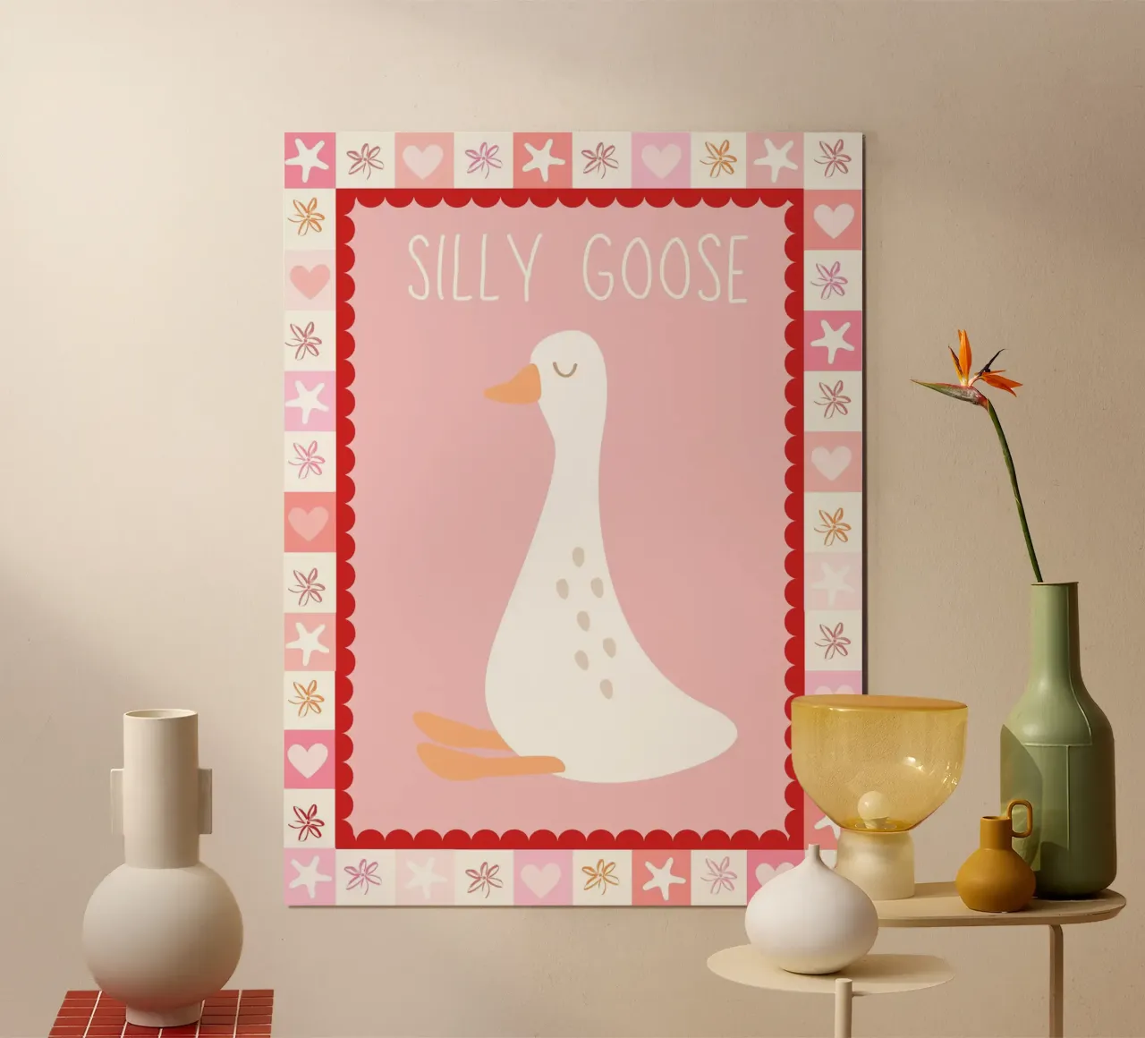 Silly Goose Kids Print, décoration de salle de jeux, poster de chambre d'enfant poster avec cadre en bois de SunshinePrints
