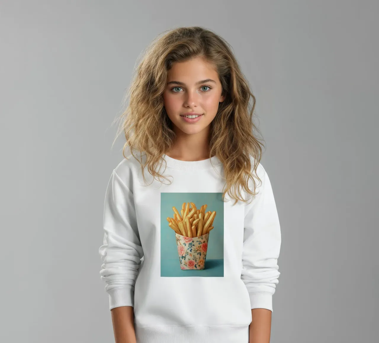 Fiori nostalgici con patatine fritte felpa bambino da Carinaprint