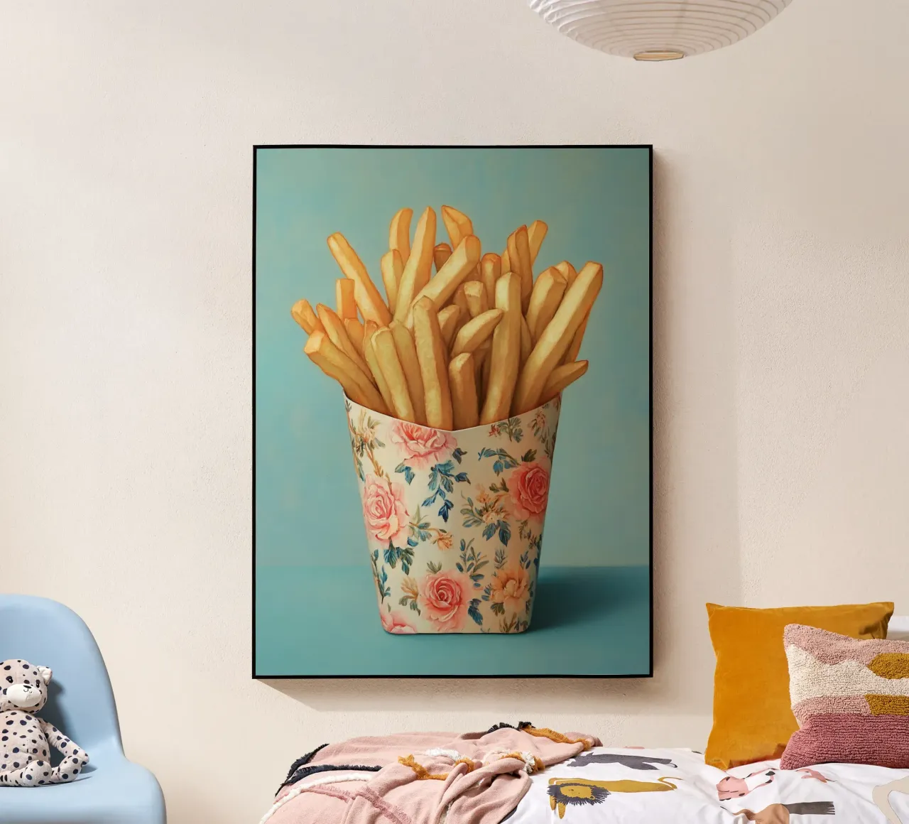 Flores nostálgicas con patatas fritas metacrilato de Carinaprint