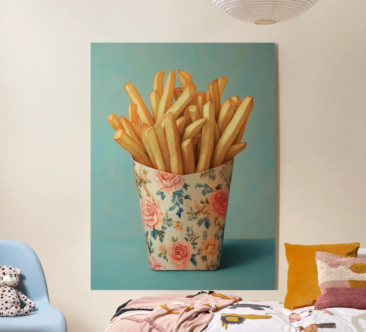 Flores nostálgicas con patatas fritas metacrilato de Carinaprint