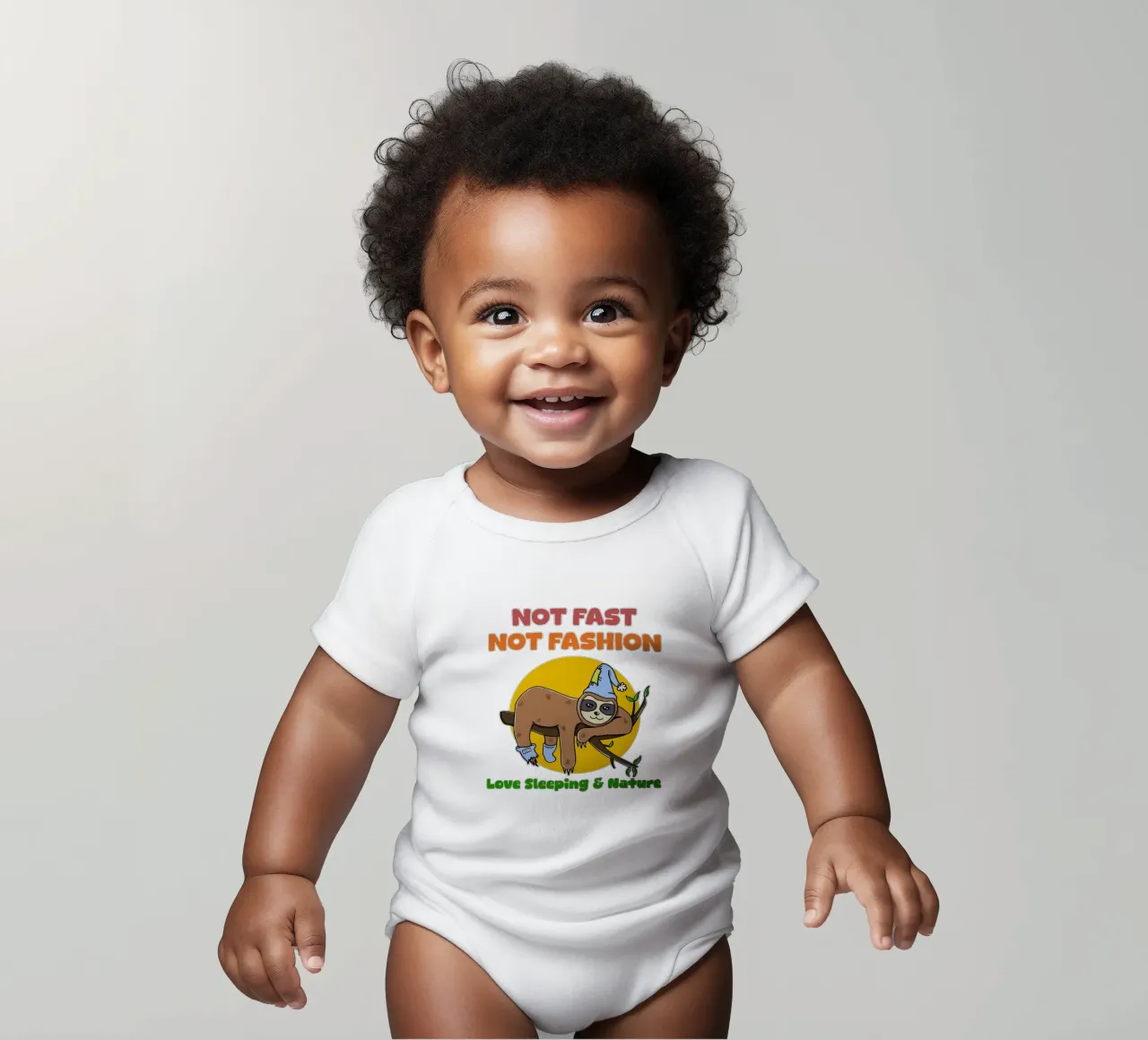 Lazy Sloth Cute Not Fast Nature Lover Sleeping short-sleeve baby romper by sillyindustries