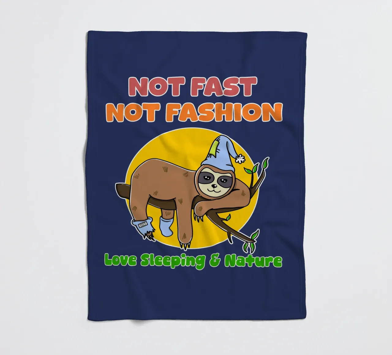 Lazy Sloth Cute Not Fast Nature Lover Sleeping fleece blanket by sillyindustries