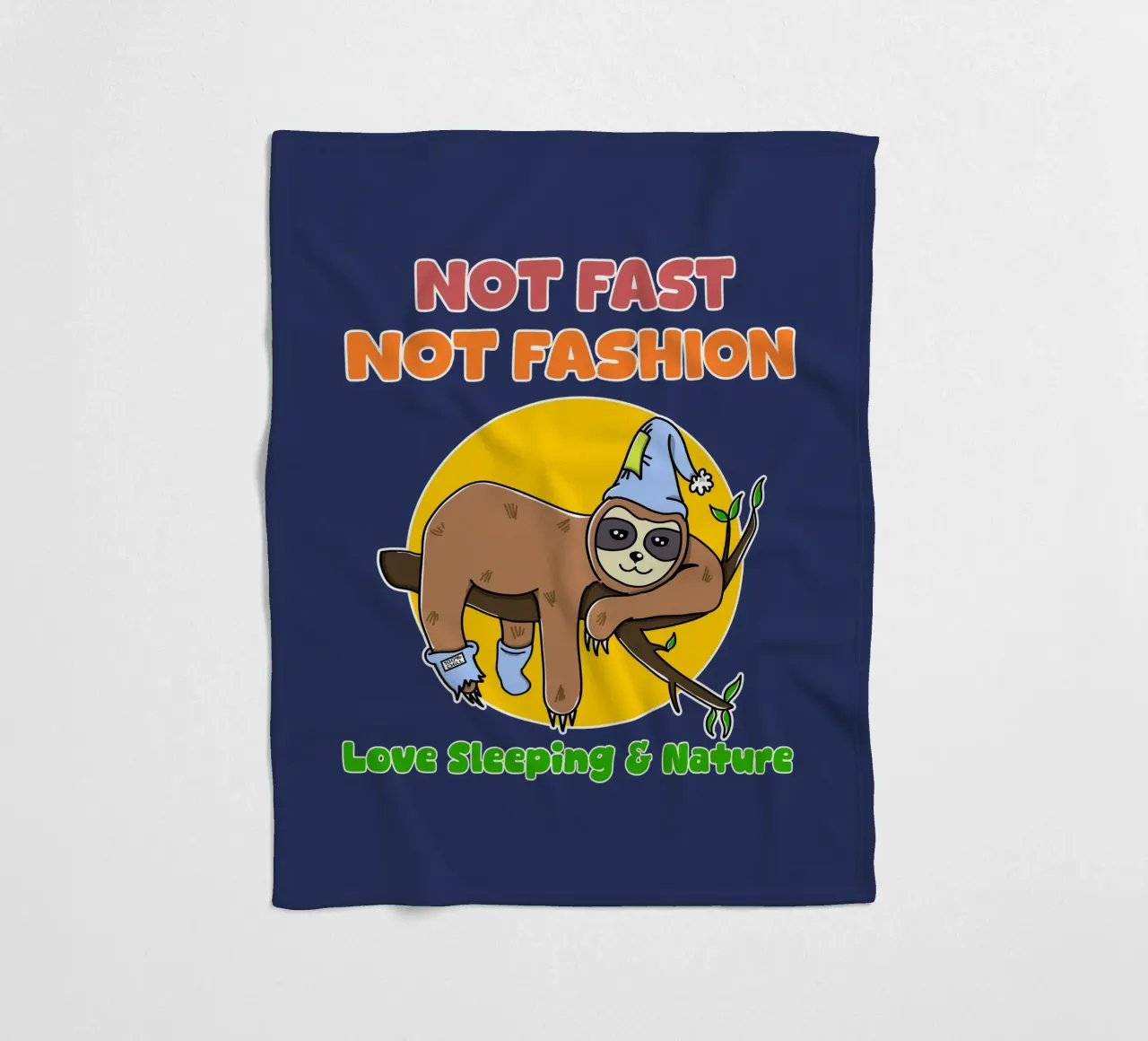 Lazy Sloth Cute Not Fast Nature Lover Sleeping fleece blanket by sillyindustries