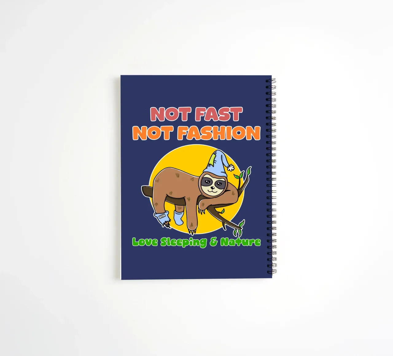 Lazy Sloth Cute Not Fast Nature Lover Sleeping spiral notebook by sillyindustries