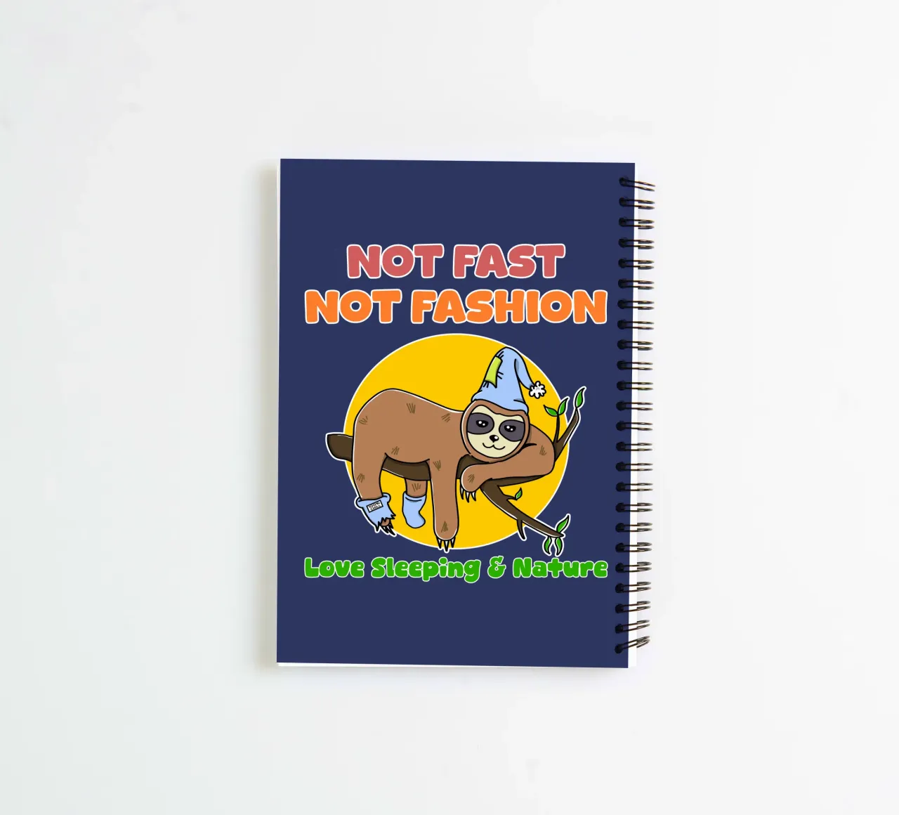 Lazy Sloth Cute Not Fast Nature Lover Sleeping spiral notebook by sillyindustries