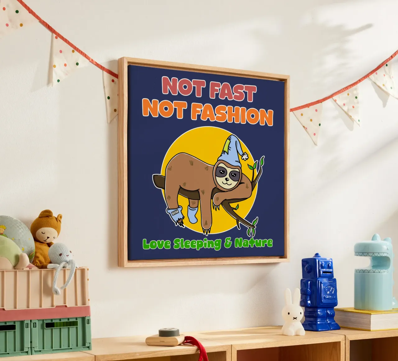 Lazy Sloth Cute Not Fast Nature Lover Sleeping canvas with Floater frame by sillyindustries