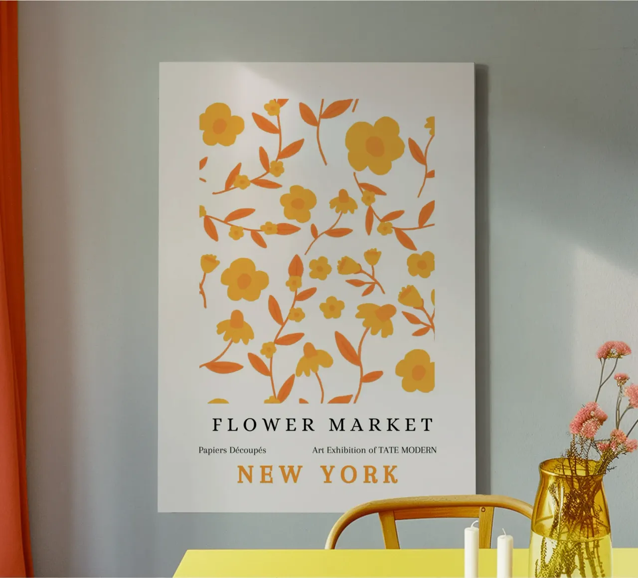 Bloemenmarkt Abstract Bloemen Tate Modern Tentoonstelling canvas met Baklijst van NorwesClub