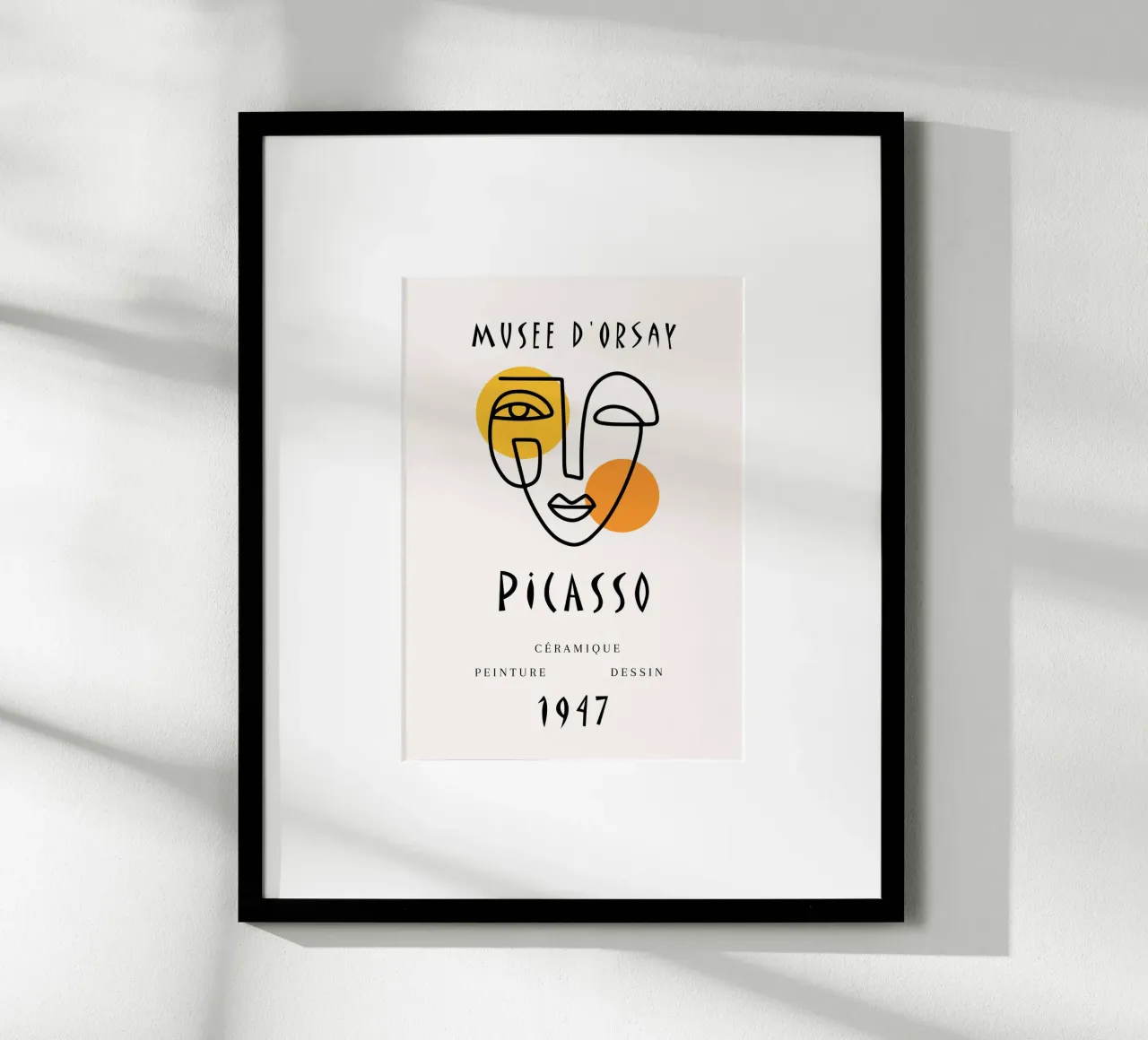 Picasso Musee d'Orsay Linea astratta del volto Poster d'epoca poster con telaio in alluminio da NorwesClub