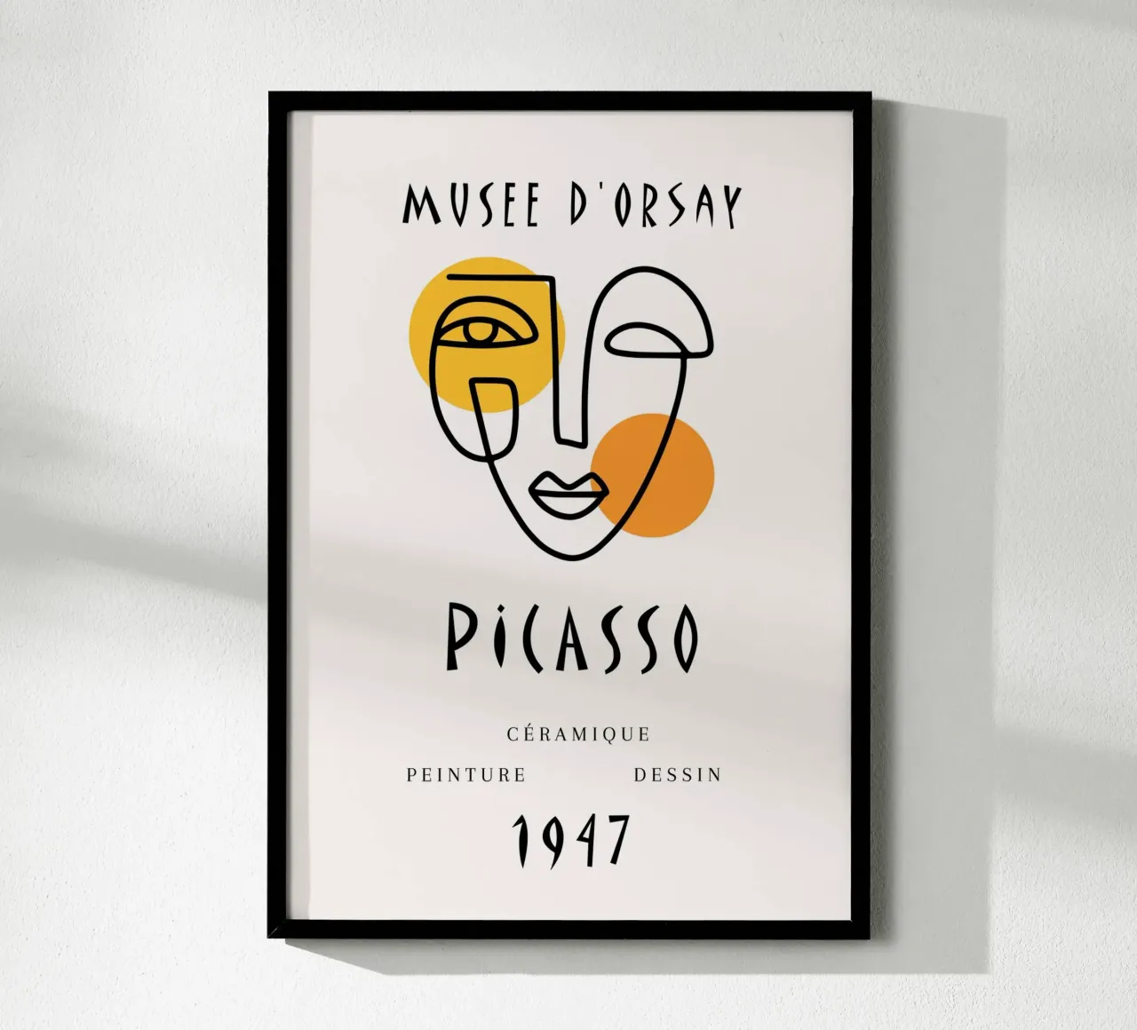 Picasso Musee d'Orsay Linea astratta del volto Poster d'epoca poster con telaio in alluminio da NorwesClub