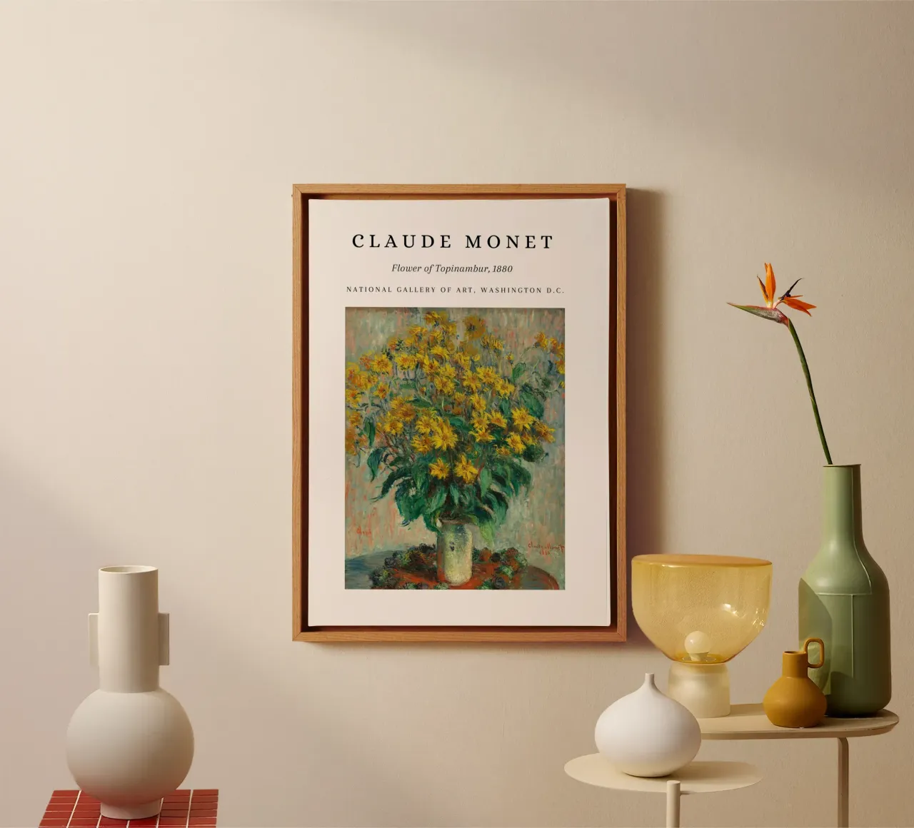 Claude Monet Fiore di Topinambur Poster museale d'epoca tela con Cornice a cassetta da NorwesClub