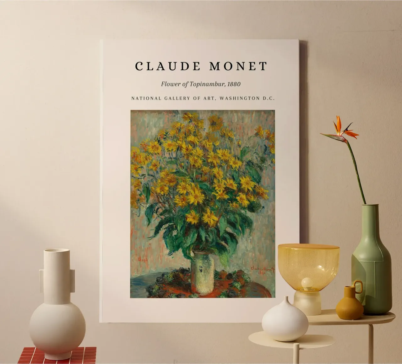 Claude Monet Fiore di Topinambur Poster museale d'epoca tela con Cornice a cassetta da NorwesClub