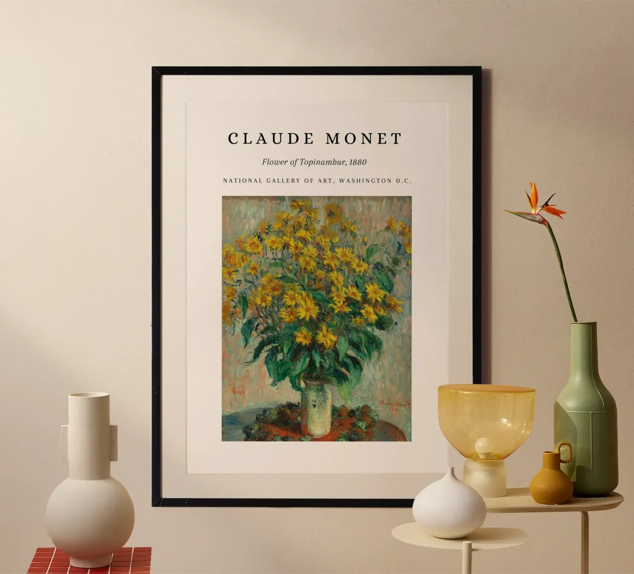 Claude Monet Fiore di Topinambur Poster museale d'epoca poster con telaio in alluminio da NorwesClub