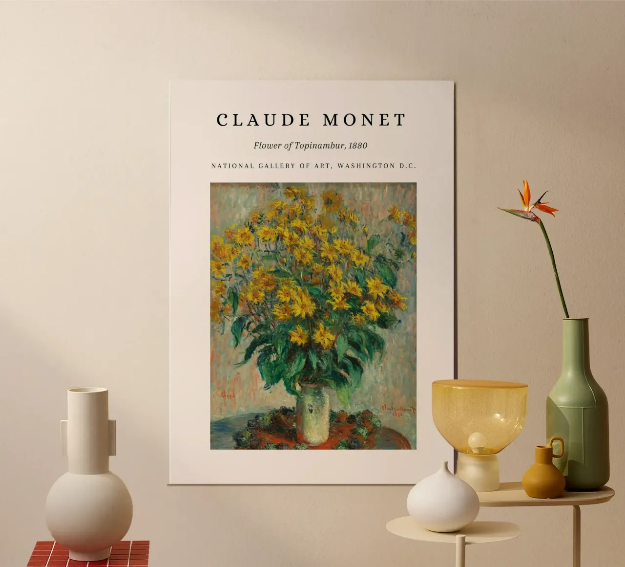 Claude Monet Fiore di Topinambur Poster museale d'epoca poster con telaio in alluminio da NorwesClub
