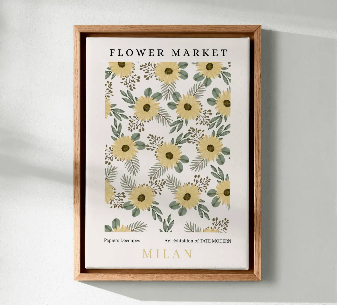 Poster espositivo del Mercato dei Fiori Girasole Botanico tela con Cornice a cassetta da NorwesClub