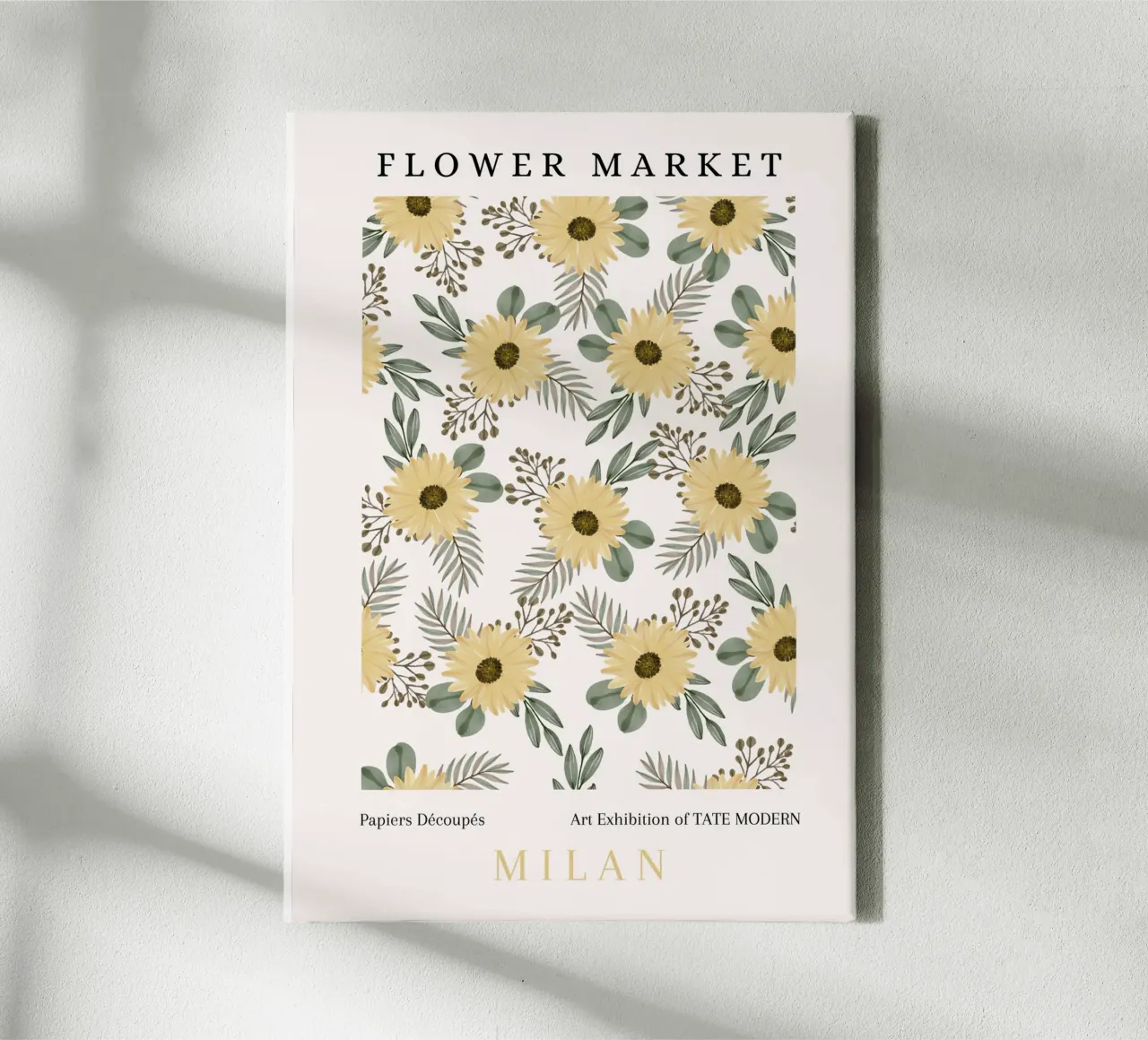 Poster espositivo del Mercato dei Fiori Girasole Botanico tela con Cornice a cassetta da NorwesClub