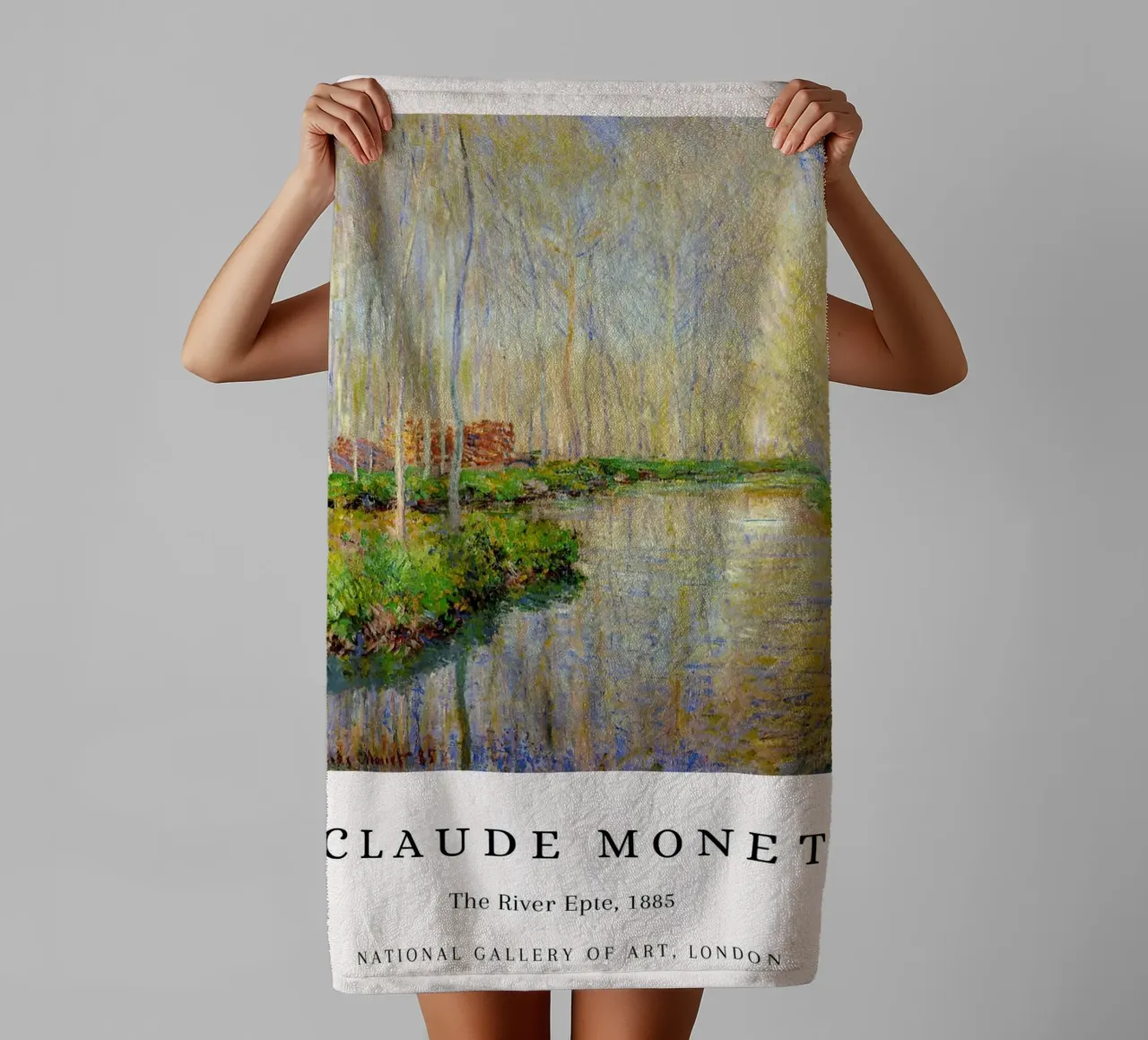 Claude Monet Il fiume Epte Poster museale d'epoca asciugamano da bagno da NorwesClub