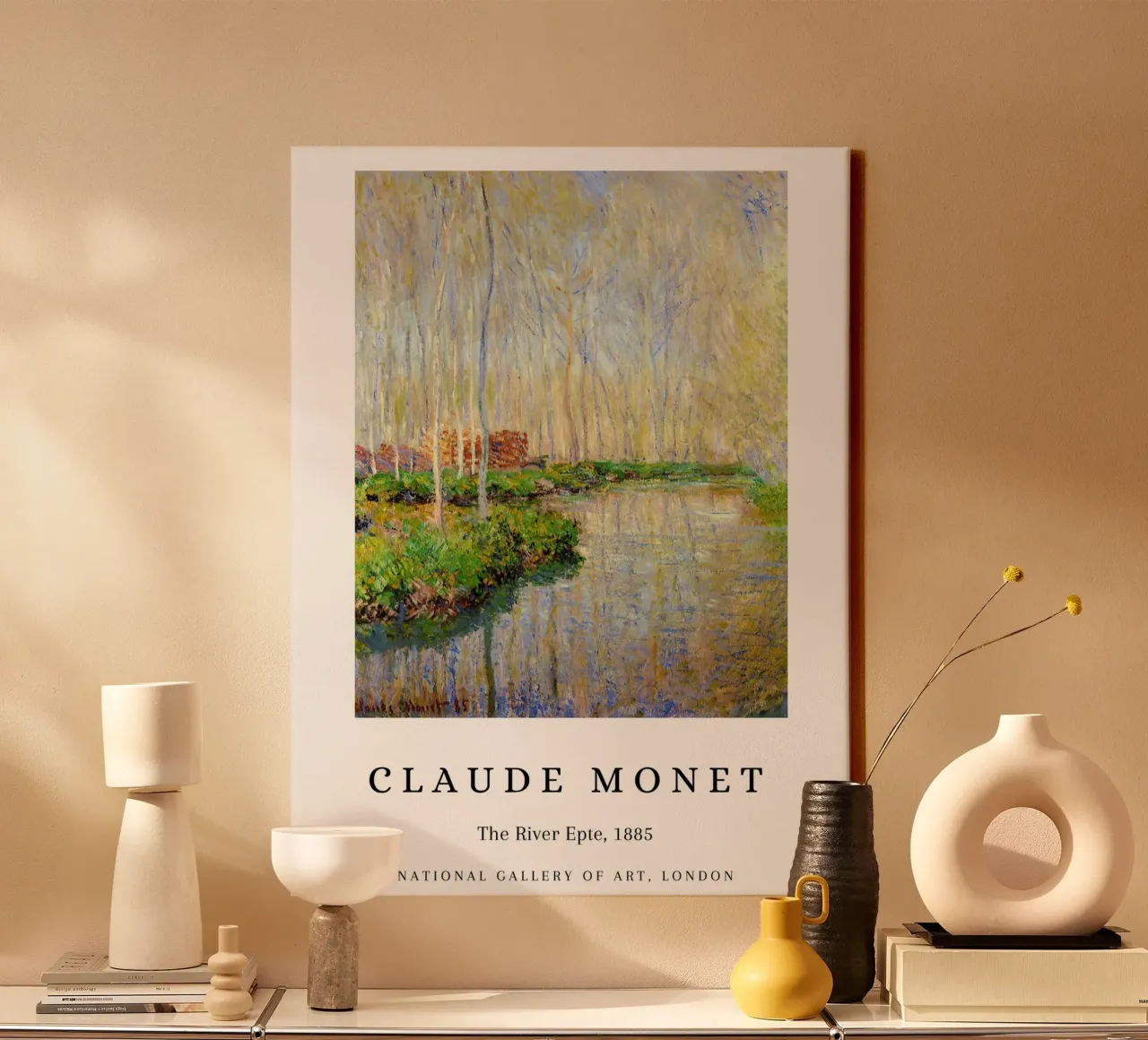 Claude Monet Il fiume Epte Poster museale d'epoca tela con Cornice a cassetta da NorwesClub