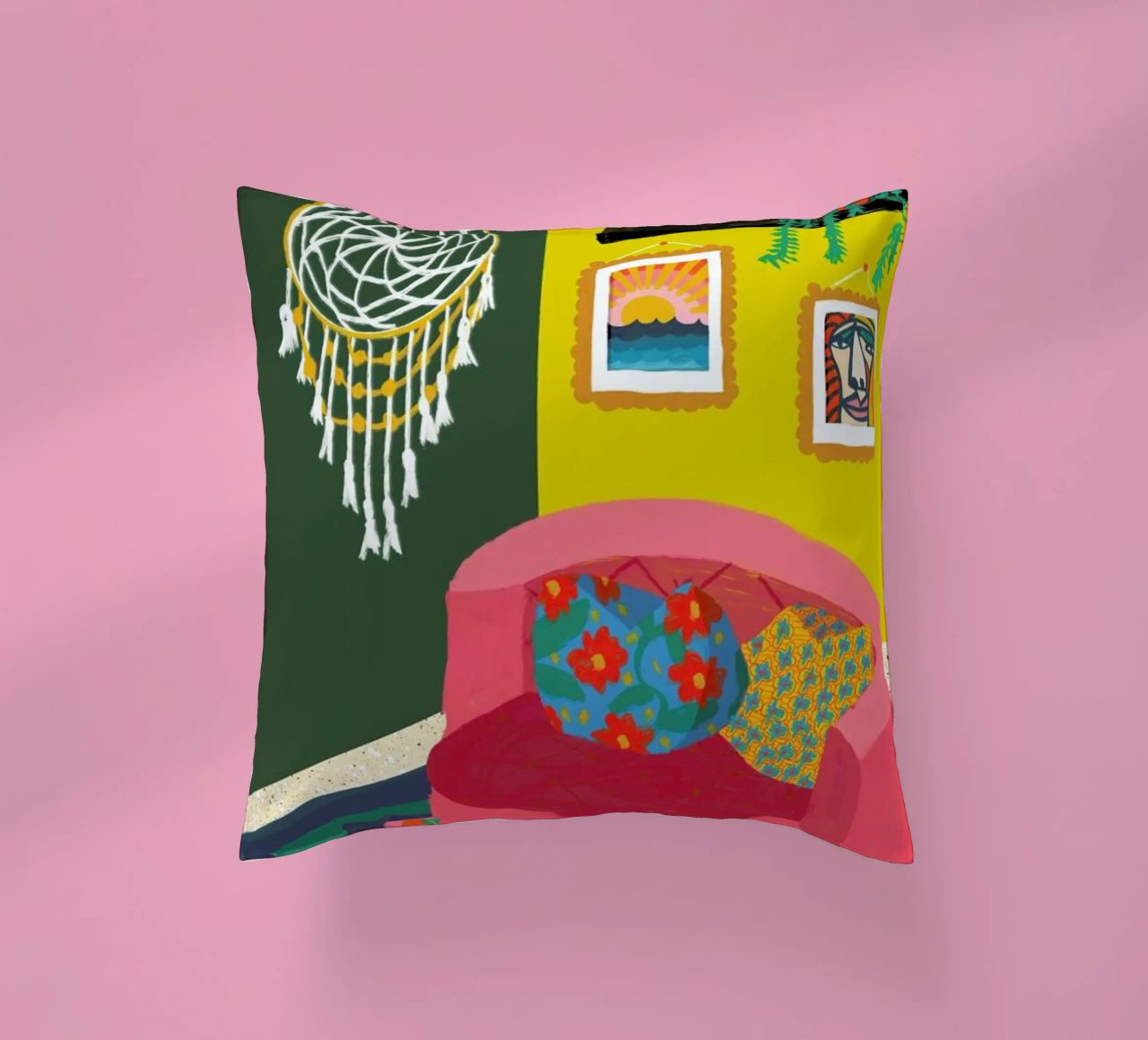Mid Afternoon Swim Club decorative cushion by Maria Kritzas