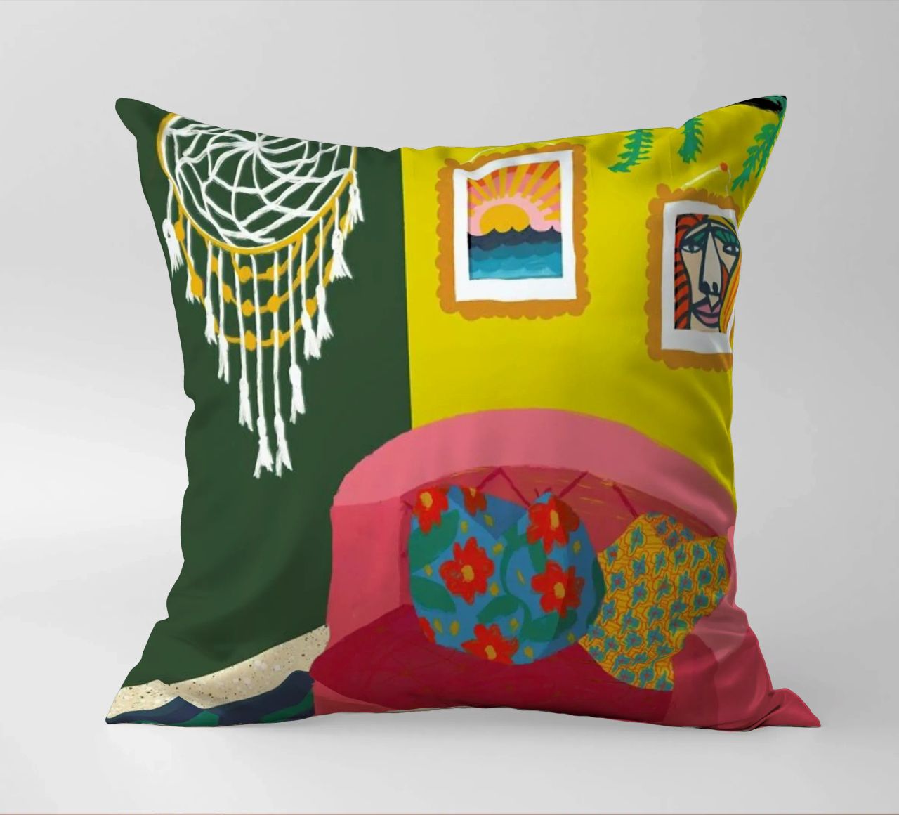 Mid Afternoon Swim Club decorative cushion by Maria Kritzas