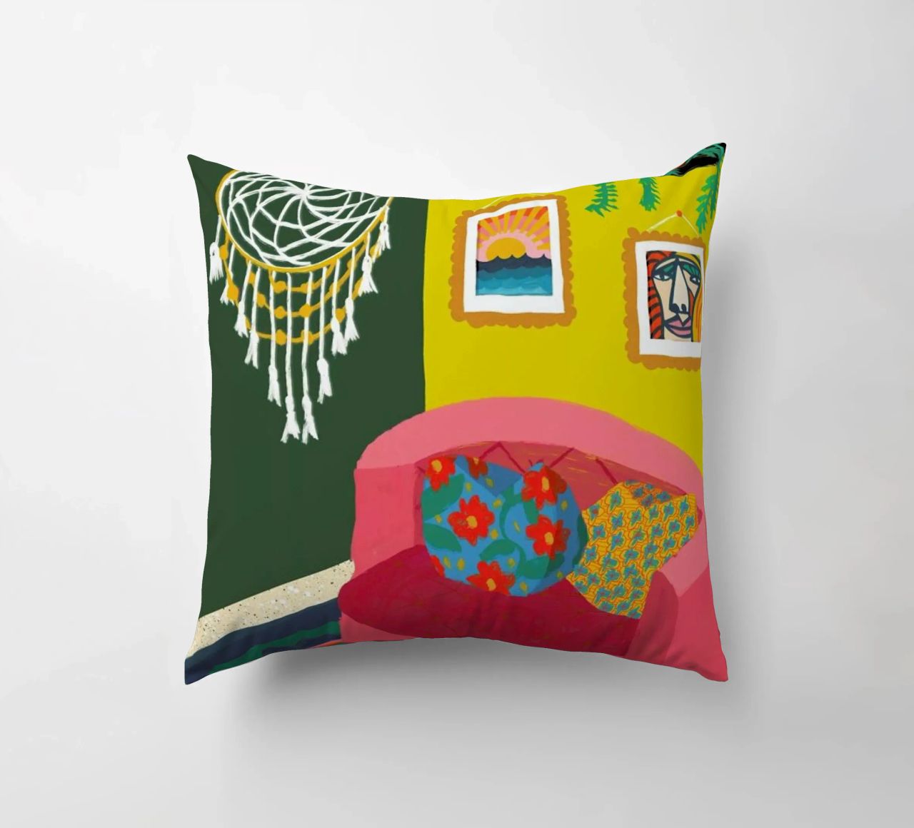 Mid Afternoon Swim Club decorative cushion by Maria Kritzas