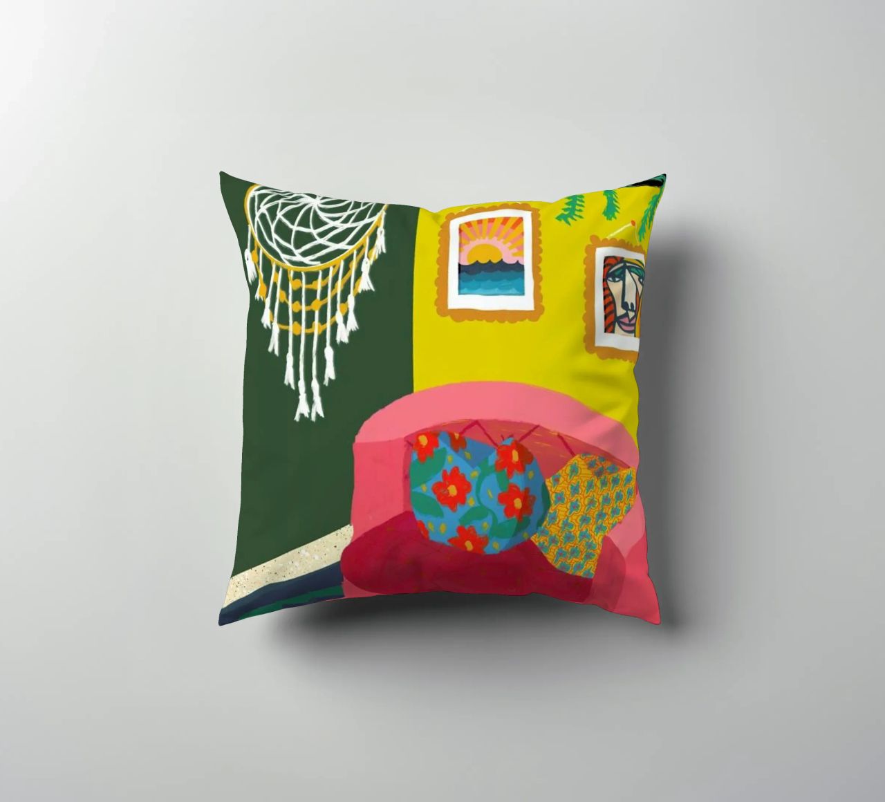 Mid Afternoon Swim Club decorative cushion by Maria Kritzas