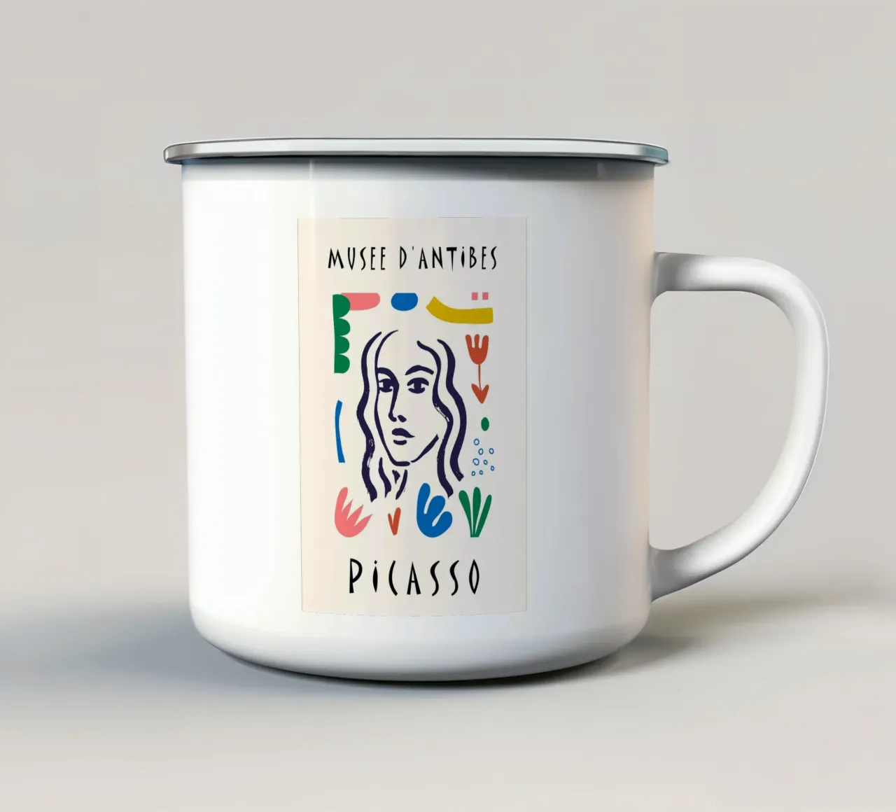 Poster astratto colorato Picasso Musee d'Antibes tazza in smalto da NorwesClub