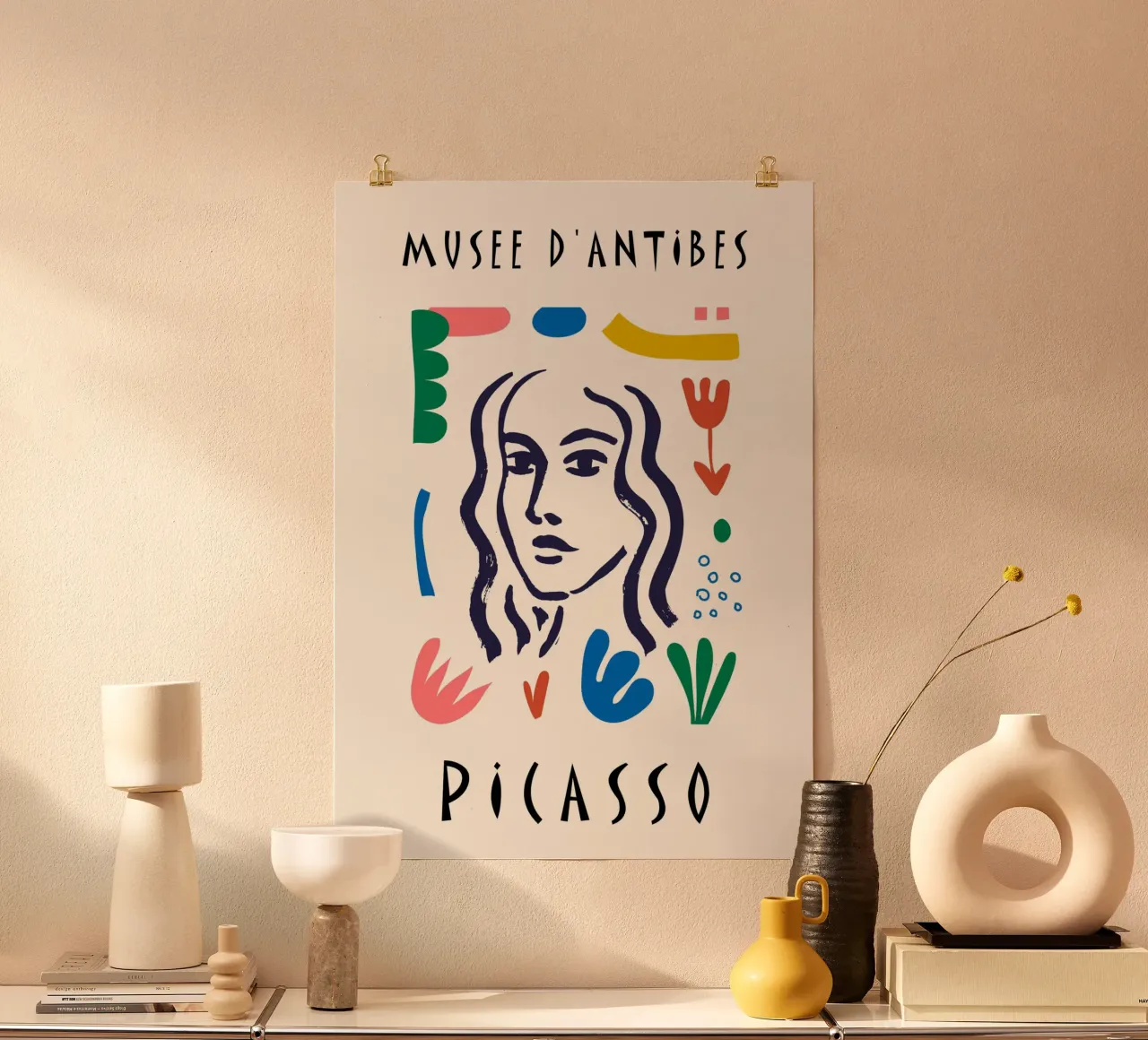 Affiche abstraite colorée du Musée Picasso d'Antibes poster de NorwesClub