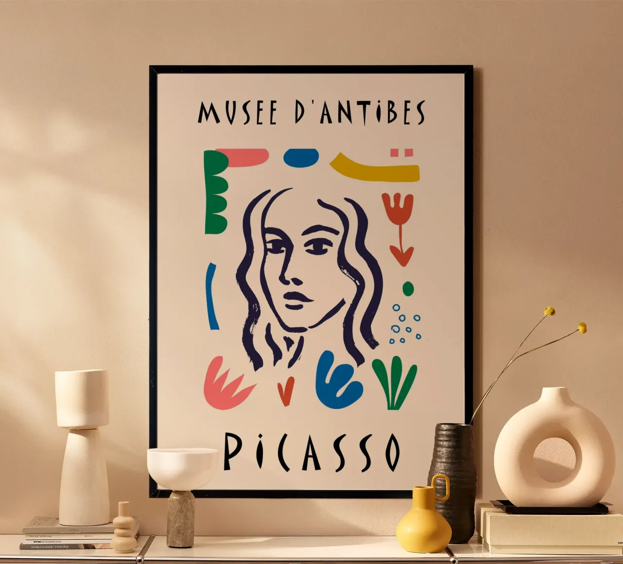 Affiche abstraite colorée du Musée Picasso d'Antibes poster de NorwesClub