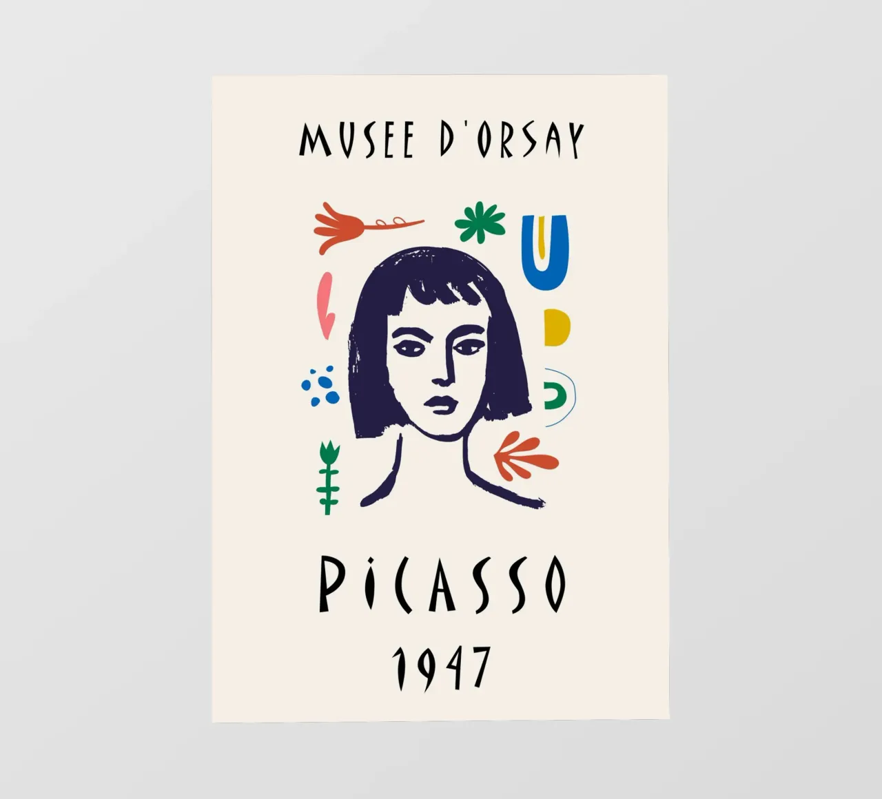 Poster con volto astratto e colorato di Picasso Museo d'Orsay telo in pvc da NorwesClub