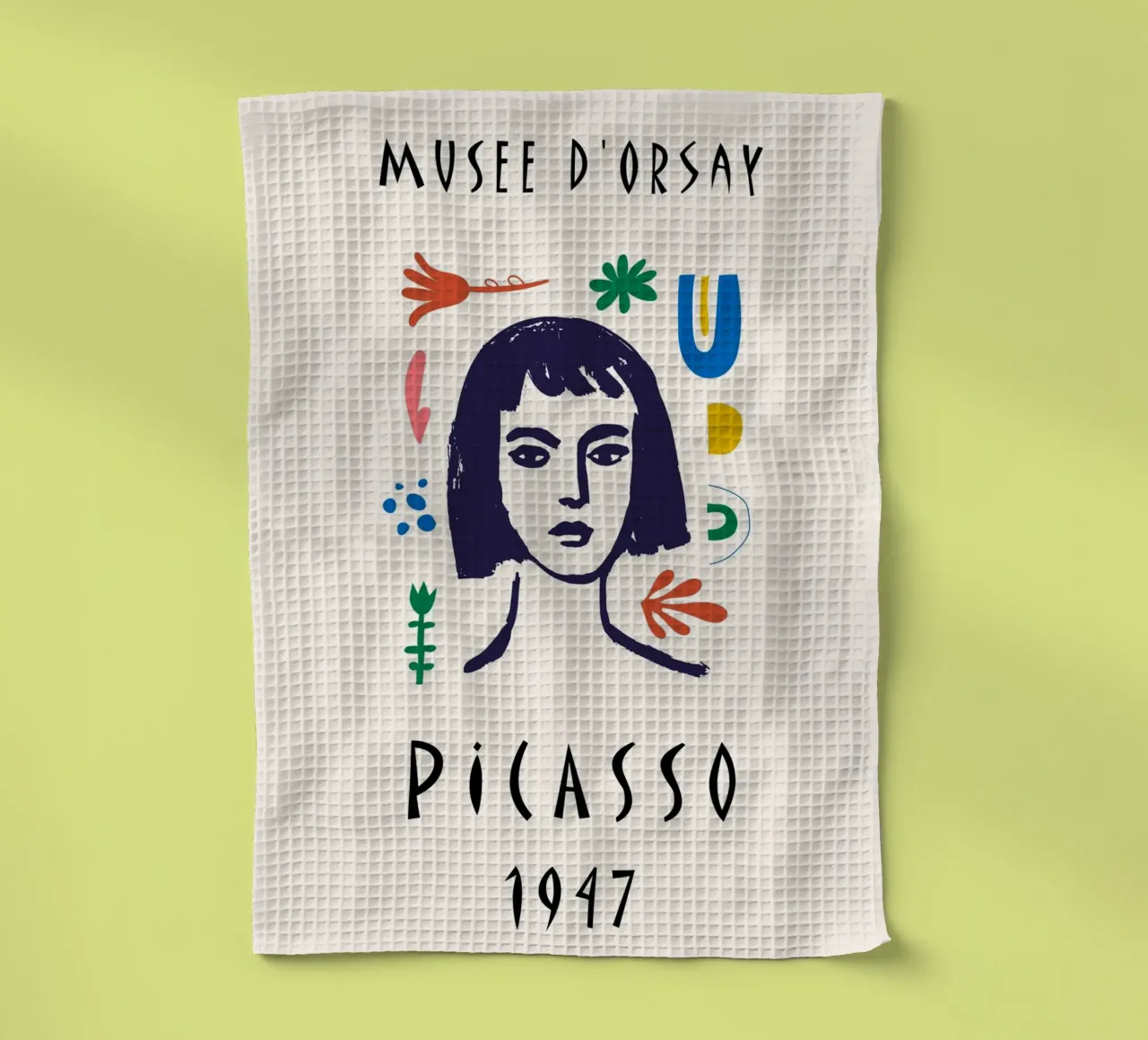 Affiche du Musée d'Orsay Picasso, visage abstrait et coloré torchon de NorwesClub