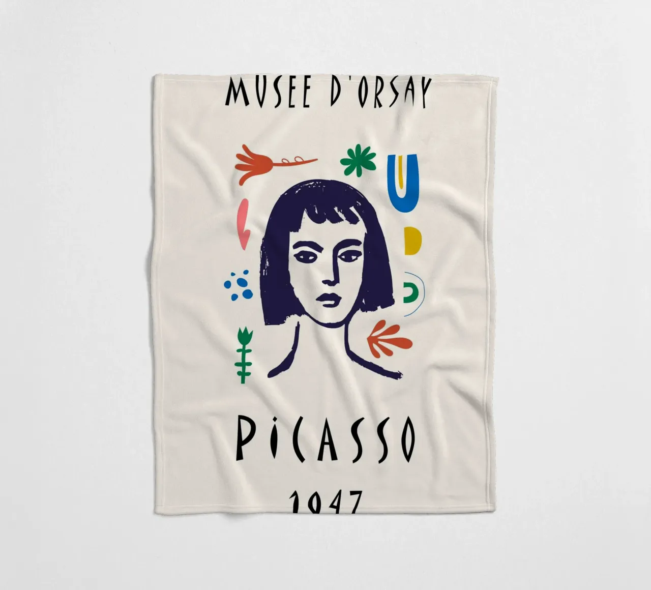 Picasso Musee d'Orsay Kleurrijk Abstract Gezicht Poster fleecedeken van NorwesClub