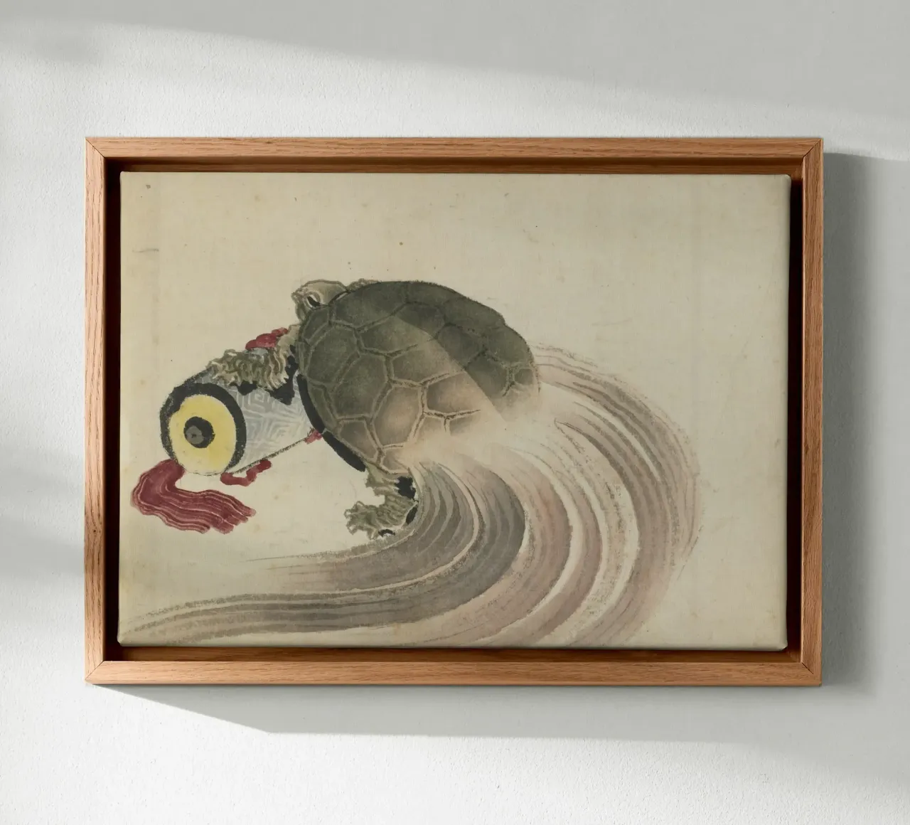 Hokusai Turtle on Scroll Traditional Japanese Print canvas with Floater frame by NorwesClub