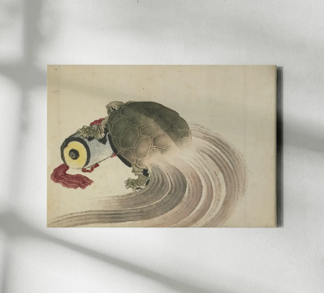 Hokusai Turtle on Scroll Traditional Japanese Print canvas with Floater frame by NorwesClub