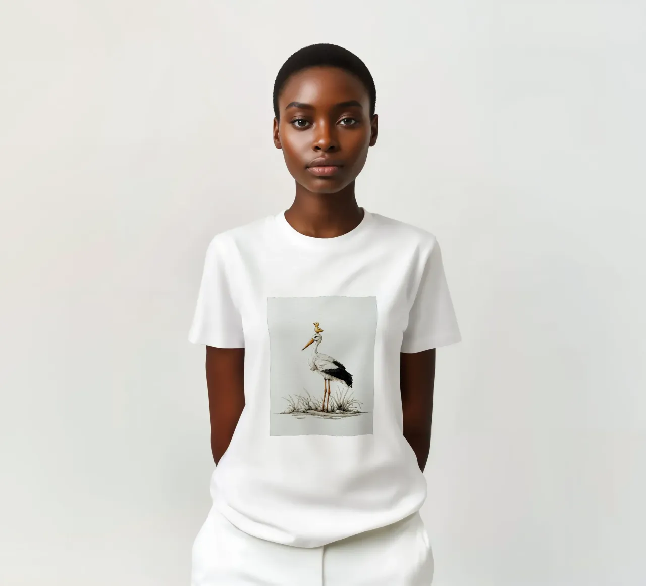 Cicogna a sonagli con anatroccolo t-shirt da Carinaprint
